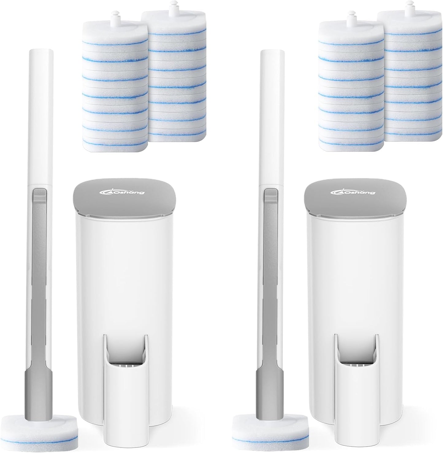 oshang Disposable Toilet Brush - Toilet Bowl Cleaner. Toilet Cleaning Supplies. Toilet Brush with Holder. 14 Refills for Deep Cleaning and Hygienic Bathroom Maintenance