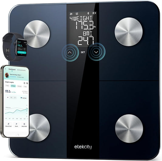 Etekcity Upgraded Smart Scale for Body Weight. Bathroom Digital Scale with BMI. Body Fat. Muscle Mass. 13 Metrics with a Large Display. Support Offline Mode and Apps Connection