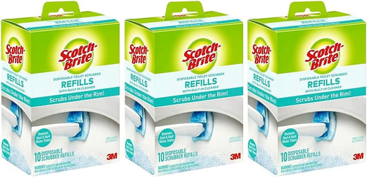 Scotch-Brite Disposable Toilet Scrubber Refill Pads for Toilet Cleaning System | Removes Rust & Hard Water Stains | 30 Disposable Refills
