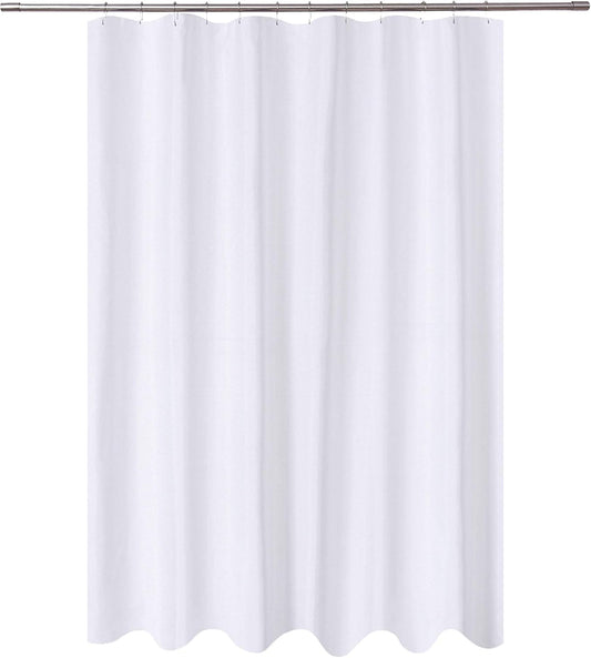 N&Y HOME Fabric Shower Curtain Liner Extra Long 72 x 84 Inches with 2 Bottom Magnets. Hotel Quality. Washable. White Spa Bathroom Curtains with Grommets. 72x84