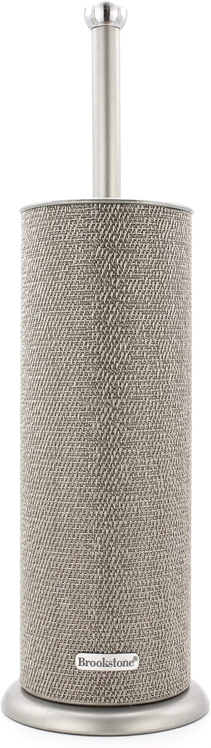 BROOKSTONE. Bronze Metallic Toilet Brush with Holder. Long Handle for Deep Bowl Cleaning. [Splash Protective Disc]. Stylish Modern Space Saving Design. Leakproof Inner Container