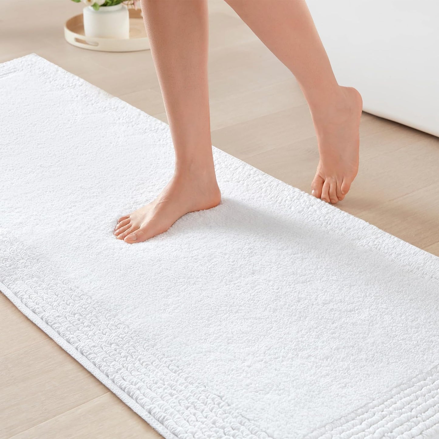 Madison Park Splendor Reversible 100% Cotton Tufted Bathroom Rug-3000 GSM Hotel Quality Luxurious Plush Medium Pile Bath Mat Absorbent. Quick Dry. Shower Room Décor. 24x72. White