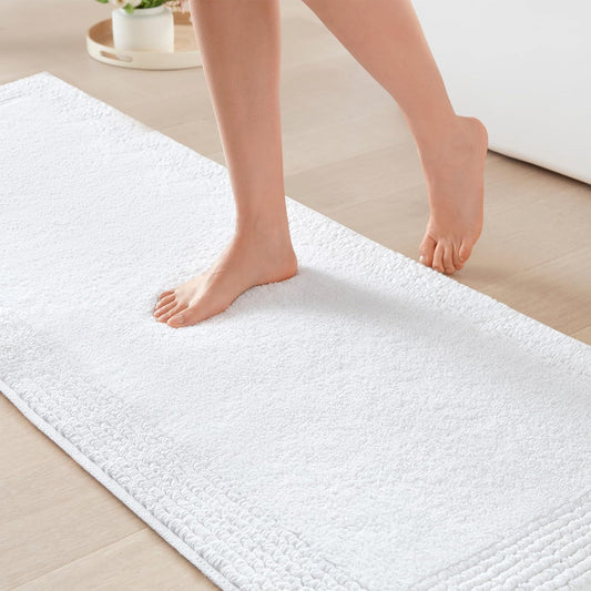 Madison Park Splendor Reversible 100% Cotton Tufted Bathroom Rug-3000 GSM Hotel Quality Luxurious Plush Medium Pile Bath Mat Absorbent. Quick Dry. Shower Room Décor. 24x72. White